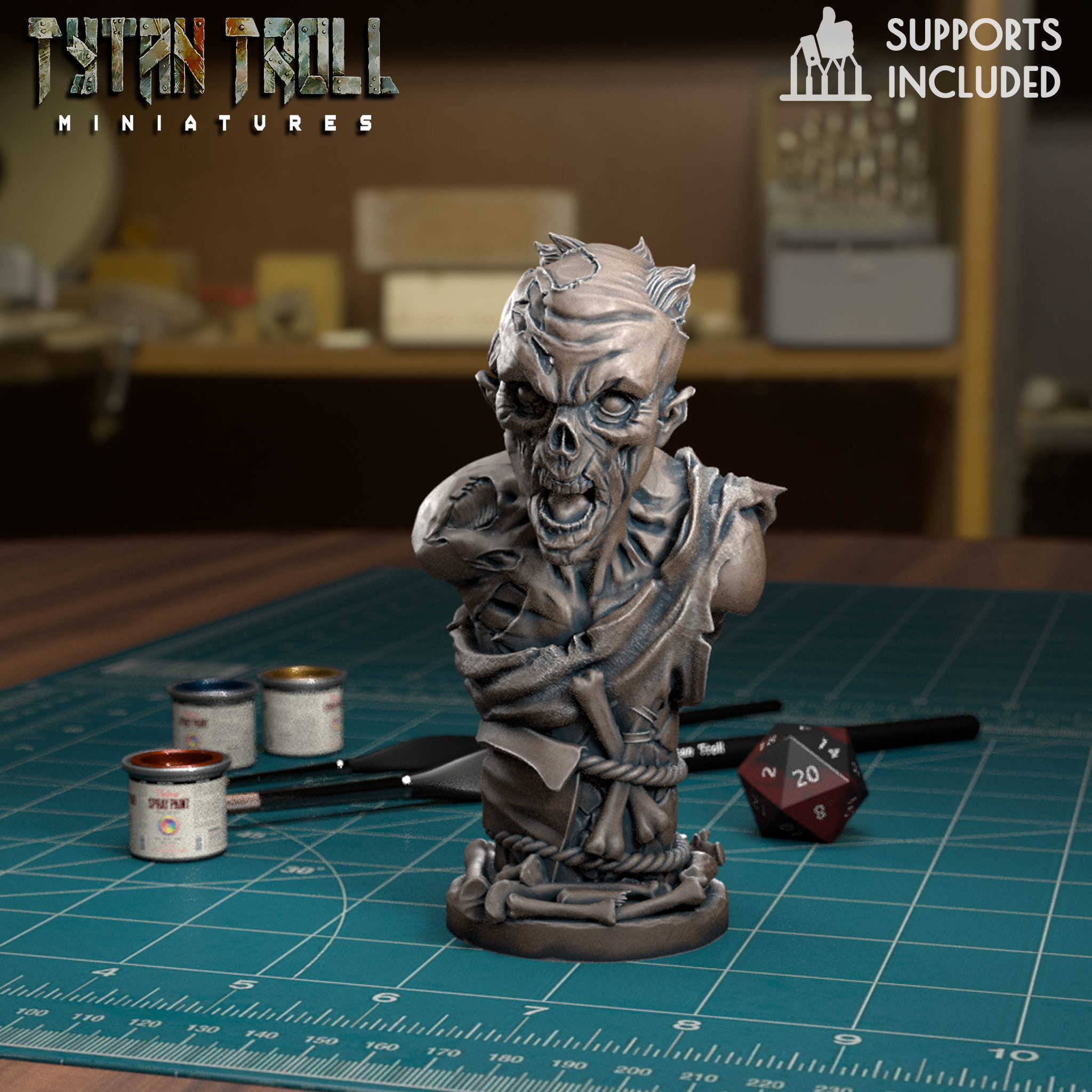 Undead Chess Pawn - Pre-Supported 3D print model_4