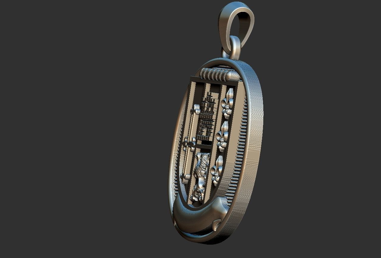 Coat of Arms Ring and Pendant Brasao Castle Lion 3D print model_11