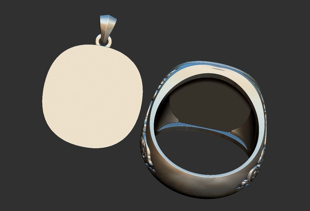 Coat of Arms Ring and Pendant Brasao Castle Lion 3D print model_18