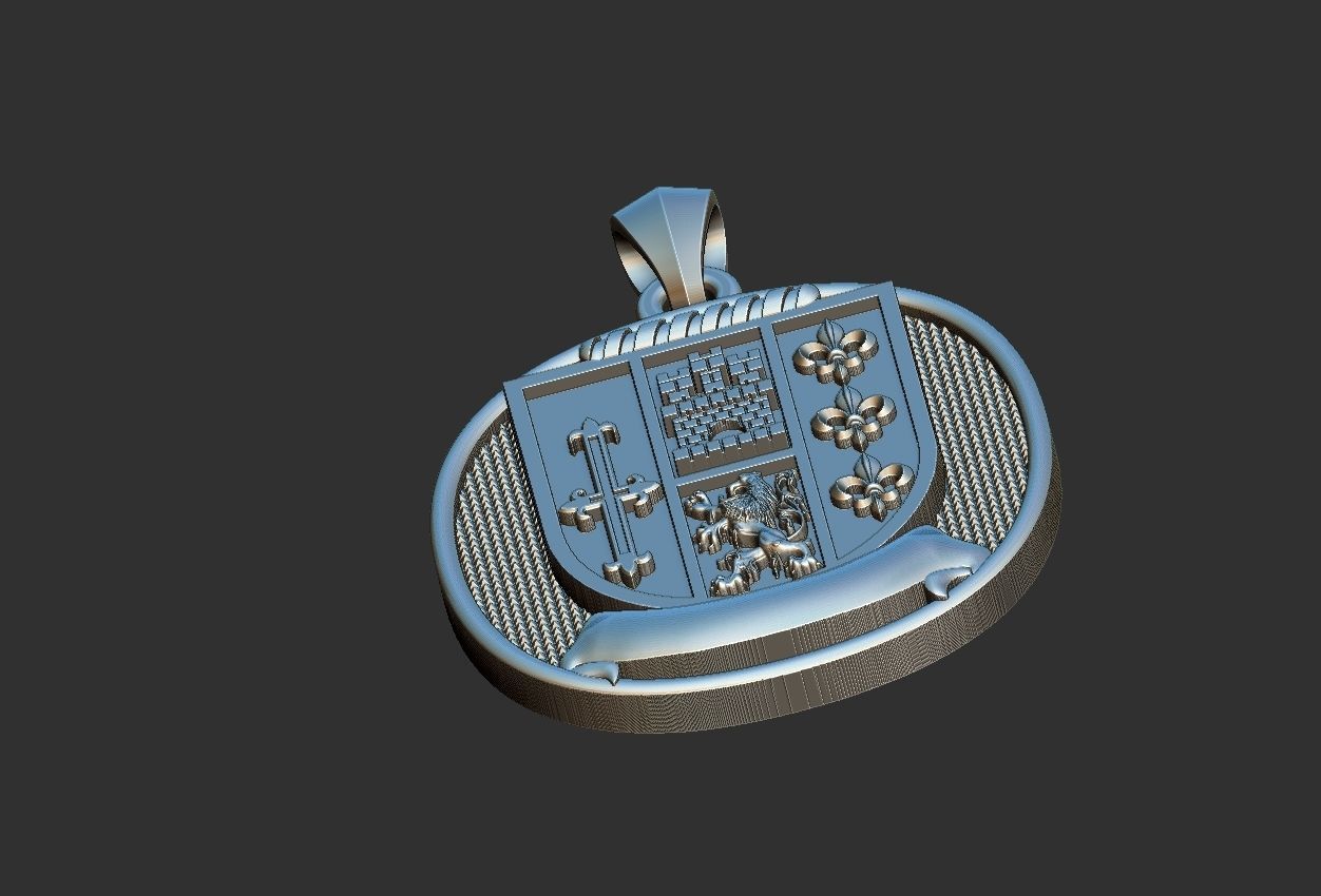 Coat of Arms Ring and Pendant Brasao Castle Lion 3D print model_13