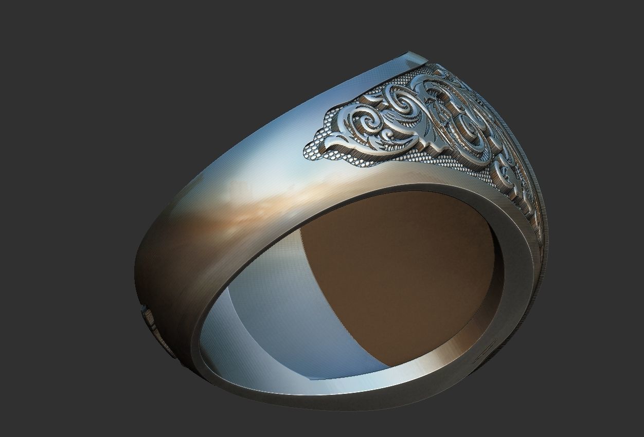 Coat of Arms Ring and Pendant Brasao Castle Lion 3D print model_5