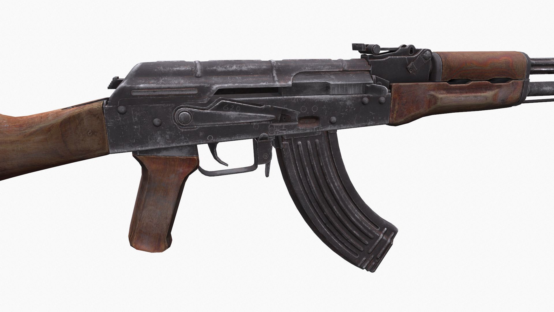 AKM 47 Low-poly 3D model_4