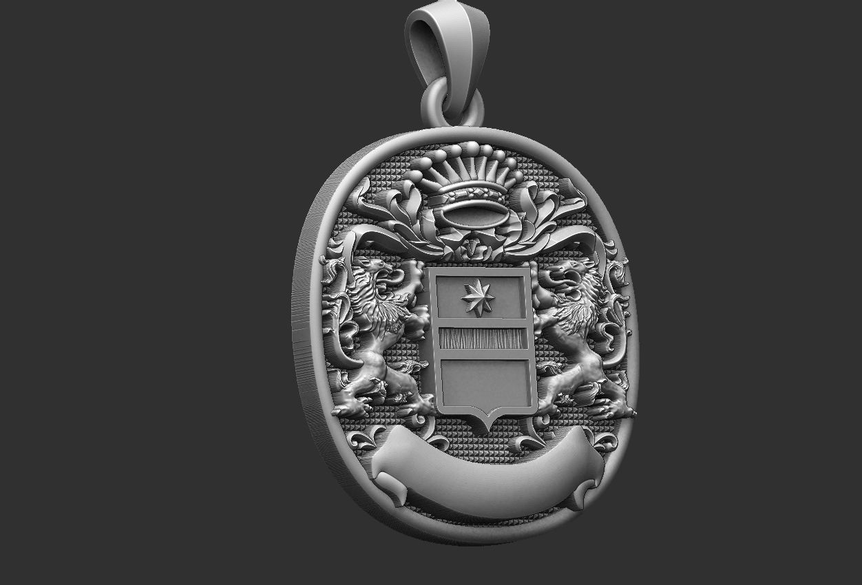 Coat Of Arms Liond Crown - Brasao - Ring and Pendant 3D print model_5