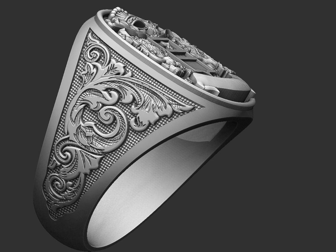 Coat Of Arms Liond Crown - Brasao - Ring and Pendant 3D print model_9