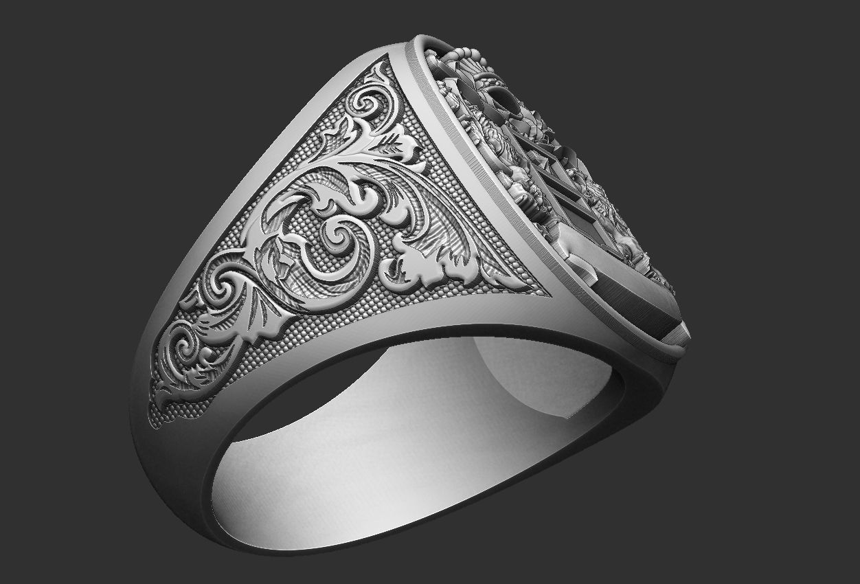 Coat Of Arms Liond Crown - Brasao - Ring and Pendant 3D print model_4