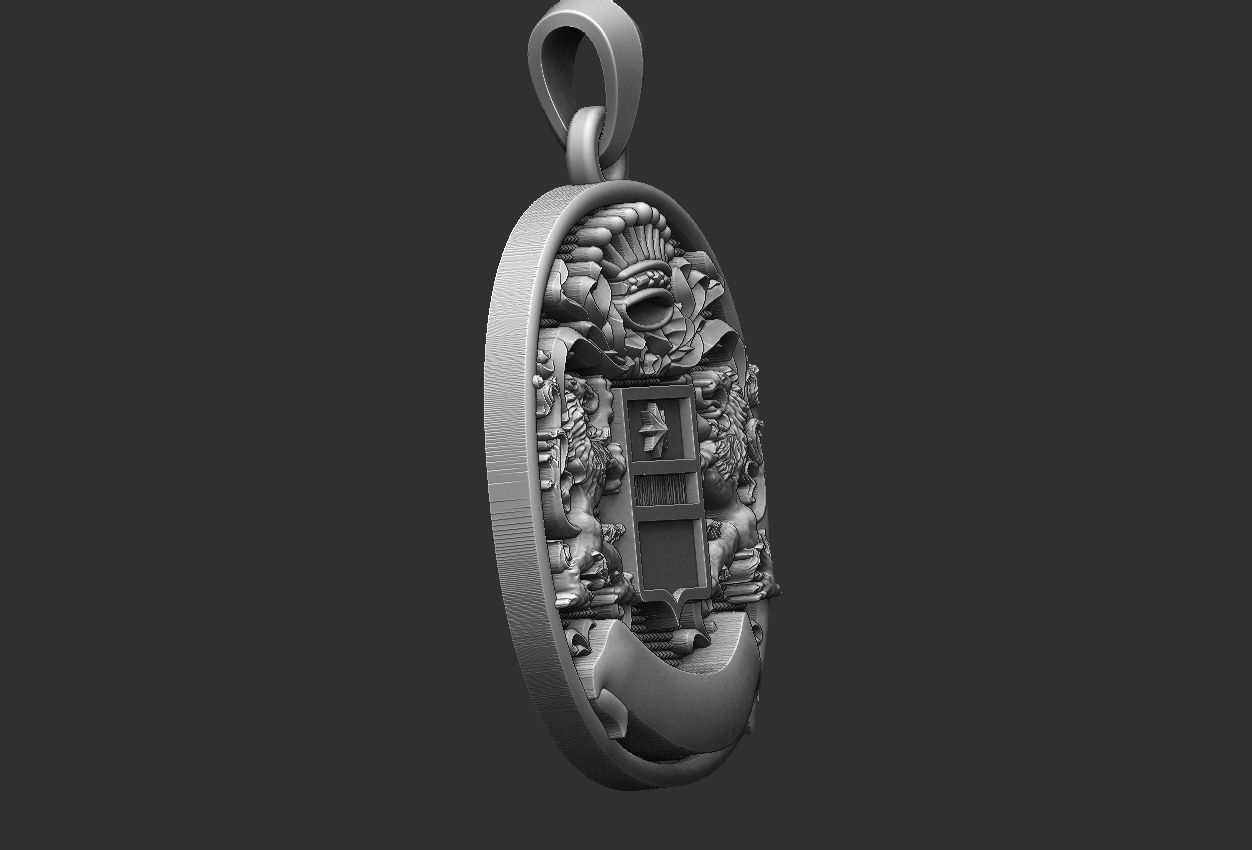 Coat Of Arms Liond Crown - Brasao - Ring and Pendant 3D print model_6