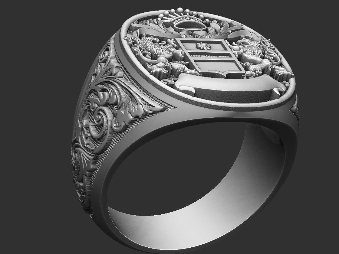 Coat Of Arms Liond Crown - Brasao - Ring and Pendant 3D print model_8