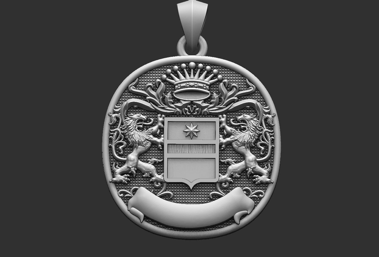 Coat Of Arms Liond Crown - Brasao - Ring and Pendant 3D print model_2