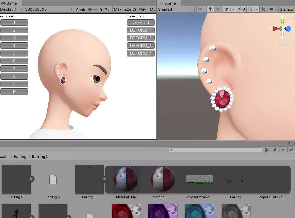 Earring Zepeto Model 3D Item Unity Prefab FBX Low-poly 3D model