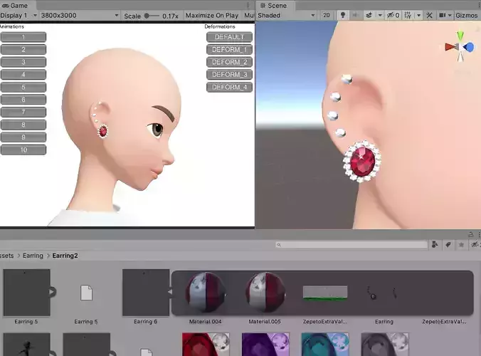 Earring Zepeto Model 3D Item Unity Prefab FBX