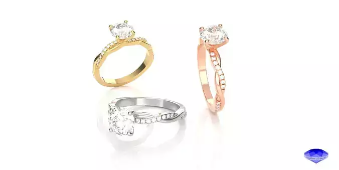 Diamond Solitaire Twisted Ring