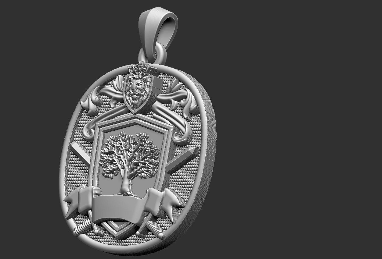 Coat of Arms Lion Tree - Brasao - Ring And Pendant 3D print model_20