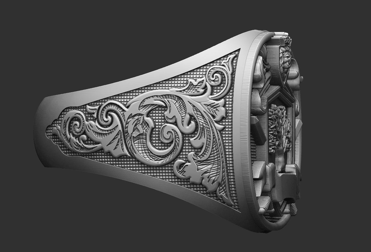 Coat of Arms Lion Tree - Brasao - Ring And Pendant 3D print model_7