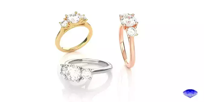 Diamond Trinity Engagement Ring 