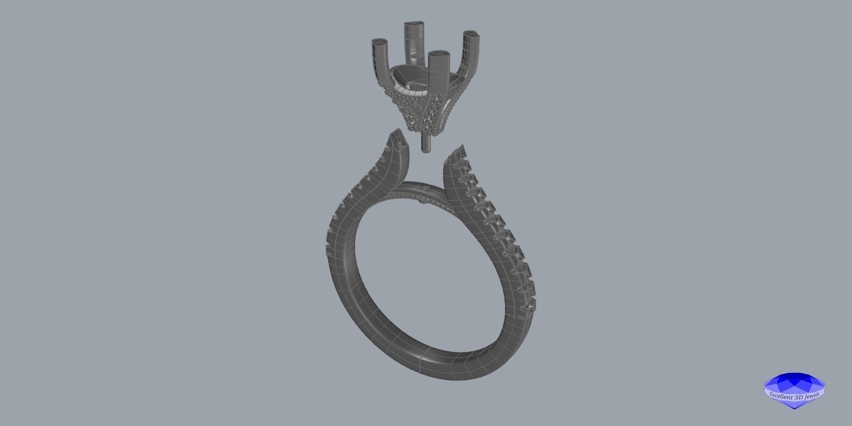 Diamond Solitaire Engagement Ring 3D print model_6