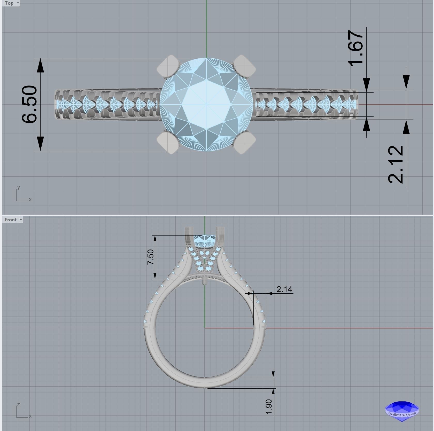 Diamond Solitaire Engagement Ring 3D print model_5