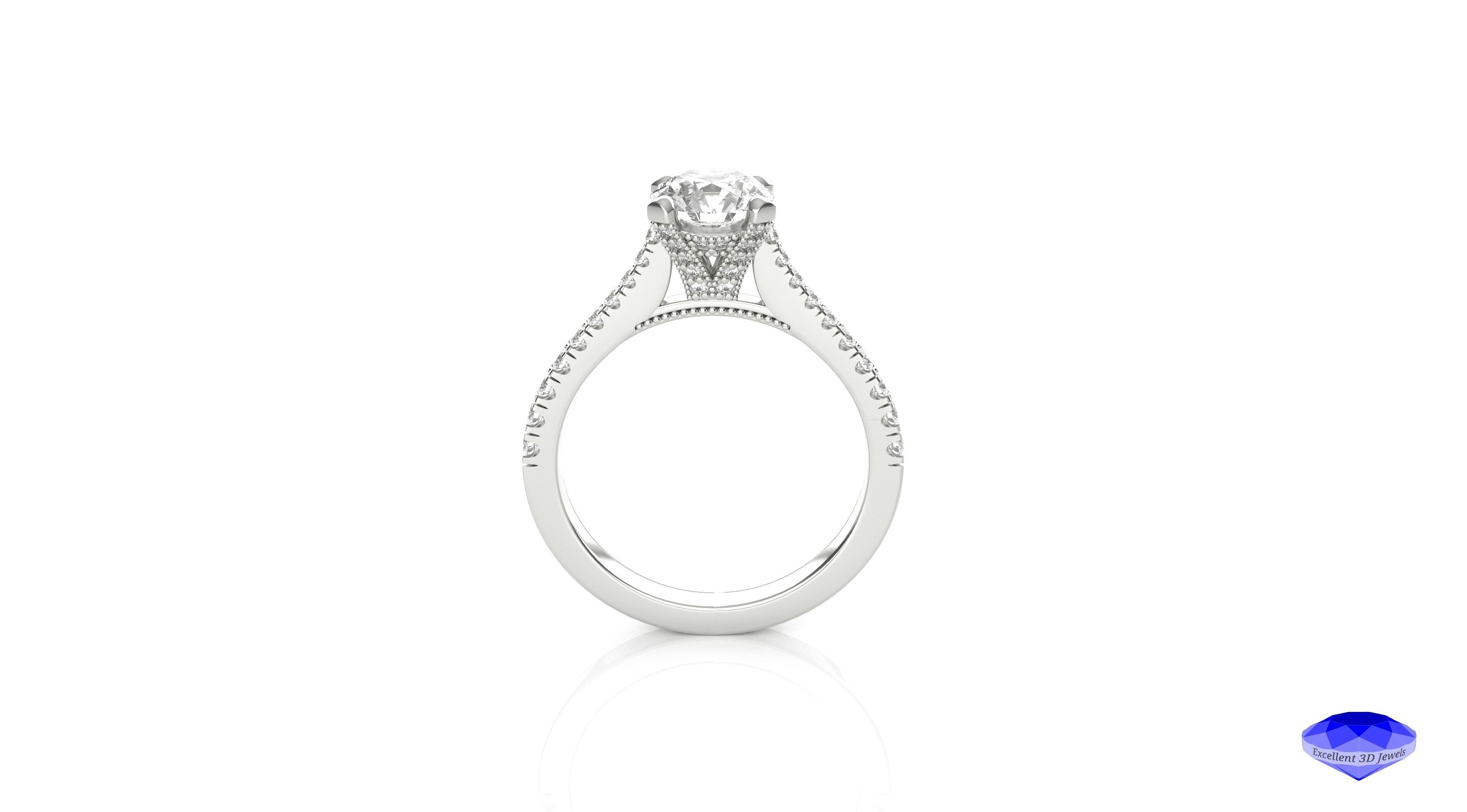 Diamond Solitaire Engagement Ring 3D print model_2