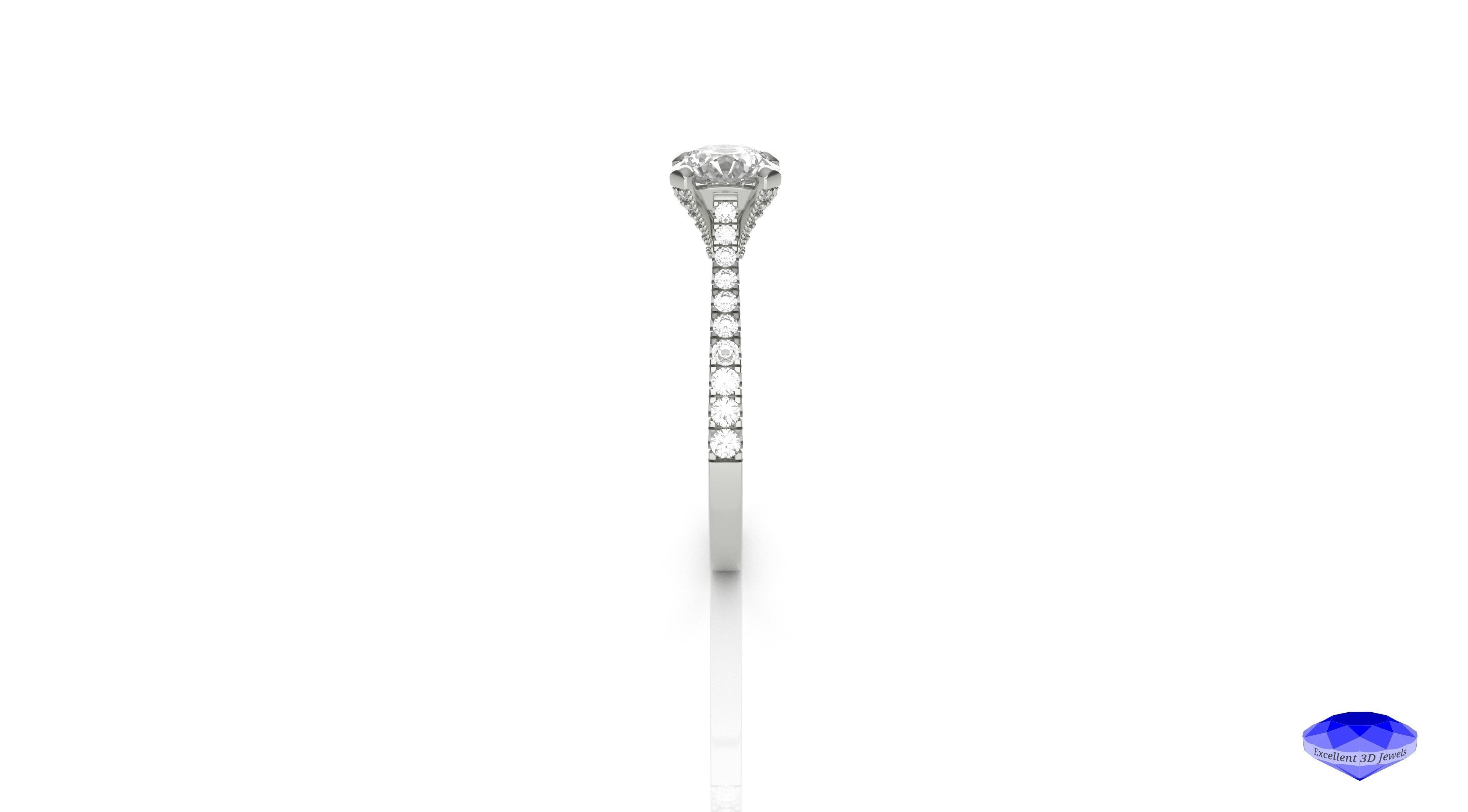 Diamond Solitaire Engagement Ring 3D print model_4
