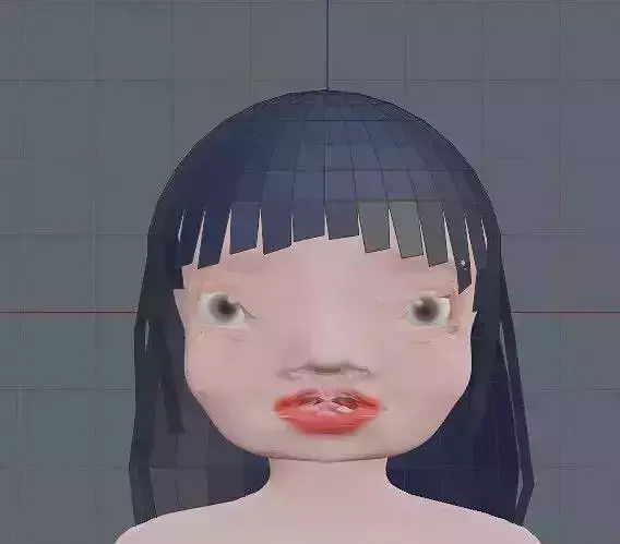 blender girl lowpoly hair 3D model