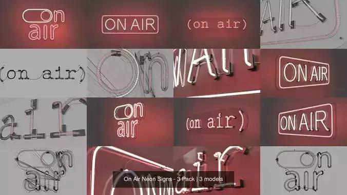 On Air Neon Signs - 3 Pack 3D Model Collection