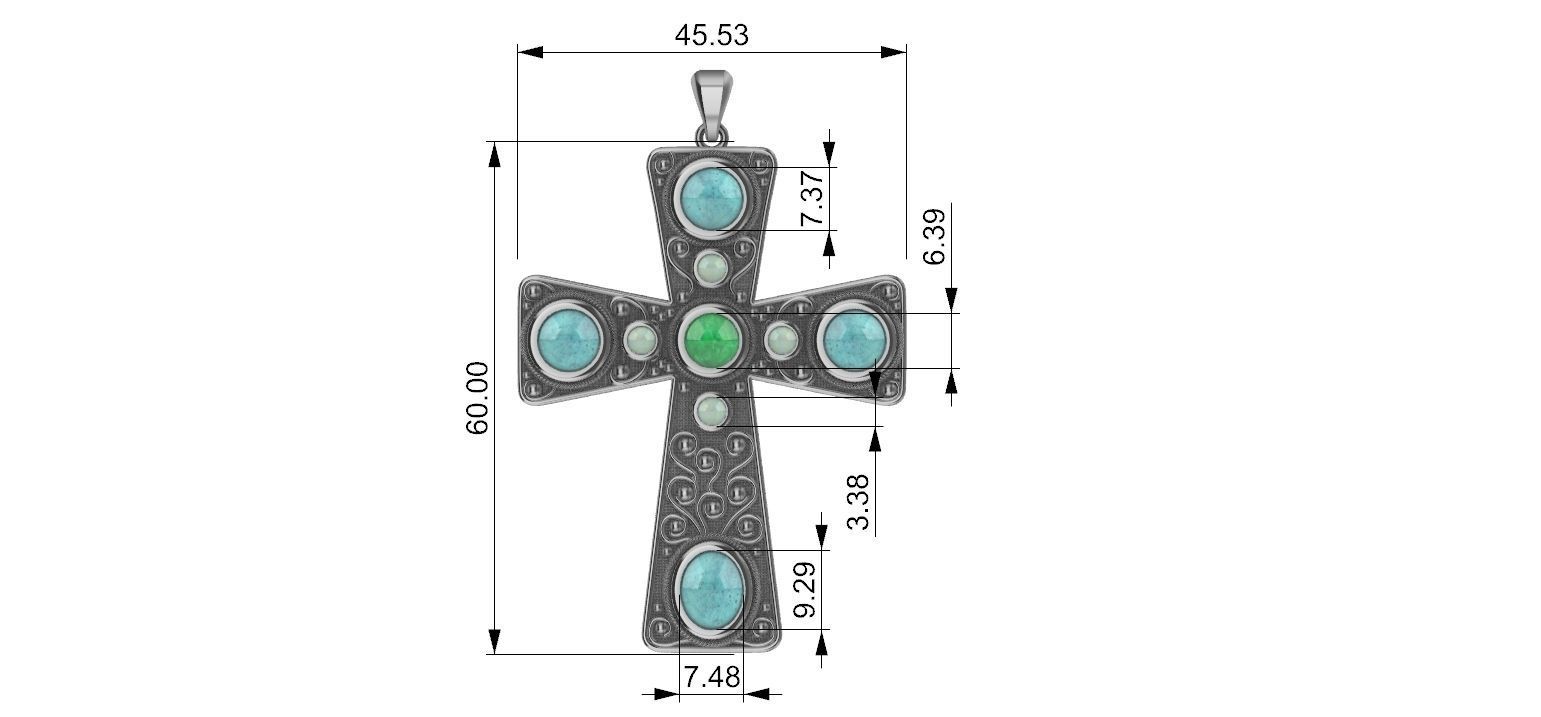 Cabochon Cross Pendant 3D print model_6
