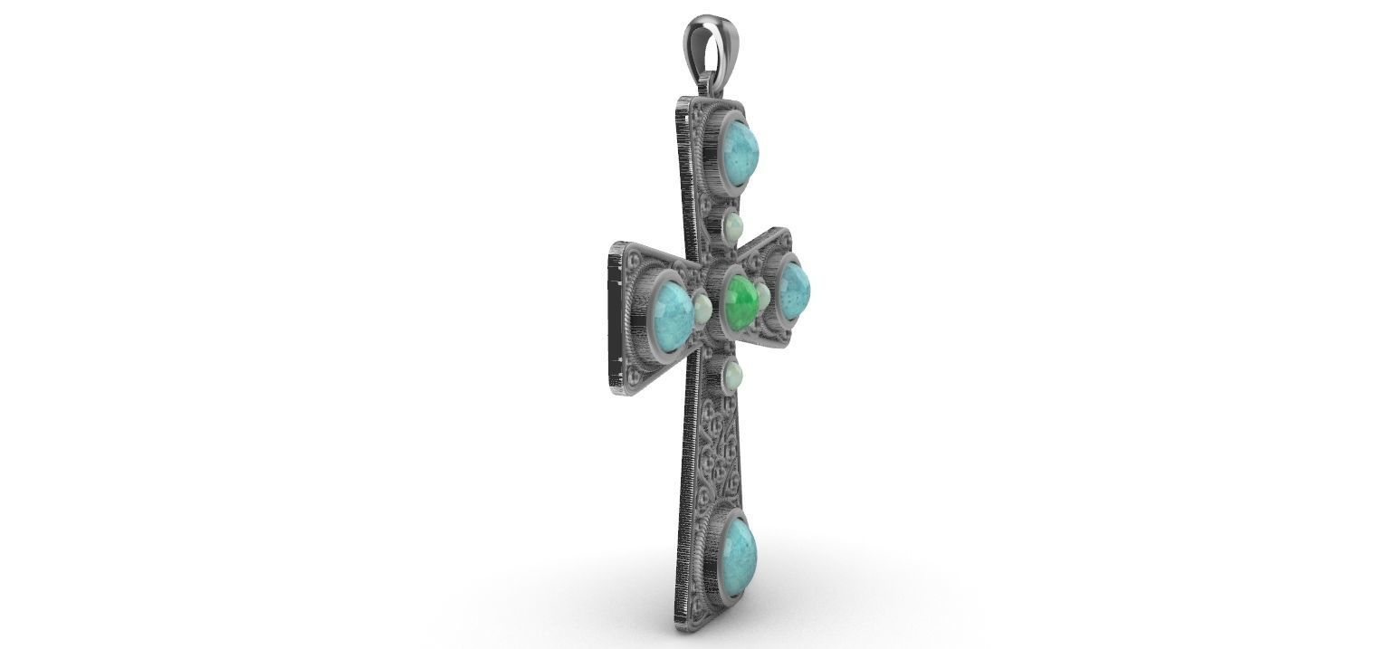 Cabochon Cross Pendant 3D print model_4