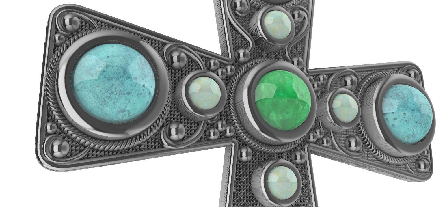 Cabochon Cross Pendant 3D print model_16