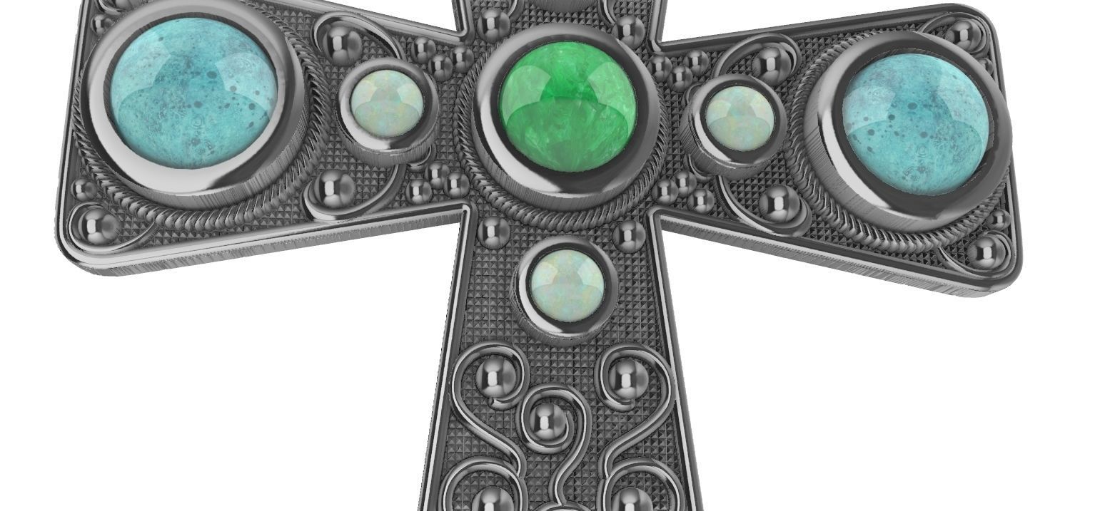 Cabochon Cross Pendant 3D print model_15