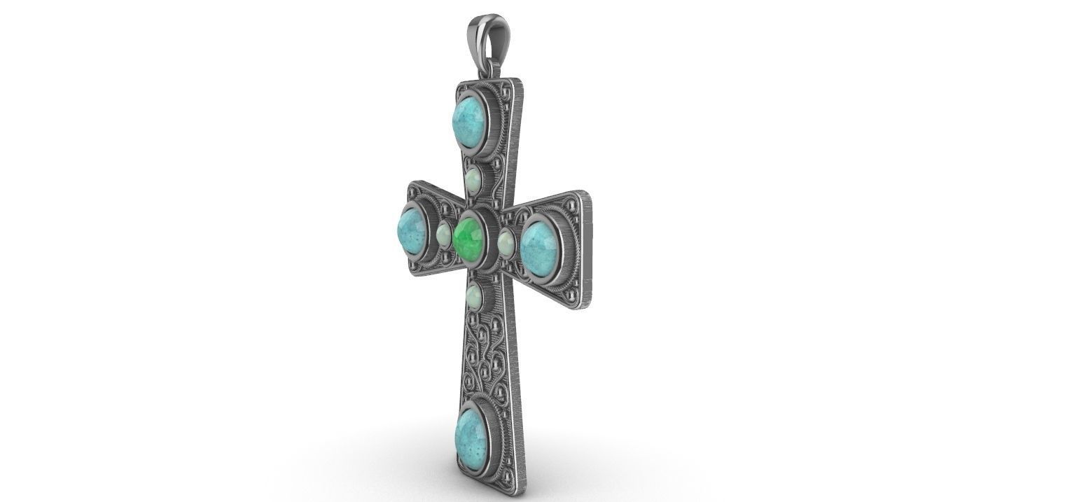 Cabochon Cross Pendant 3D print model_11
