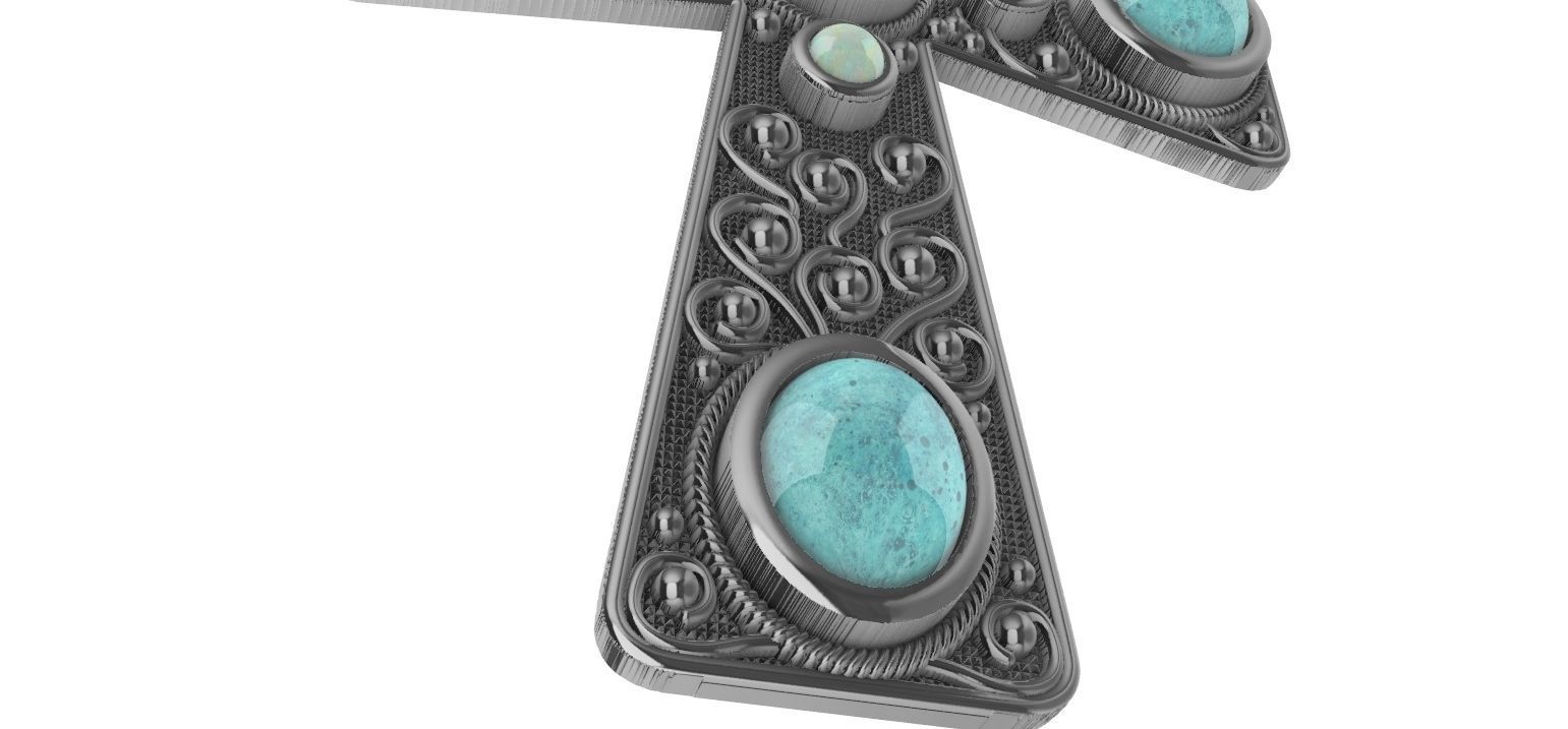 Cabochon Cross Pendant 3D print model_17
