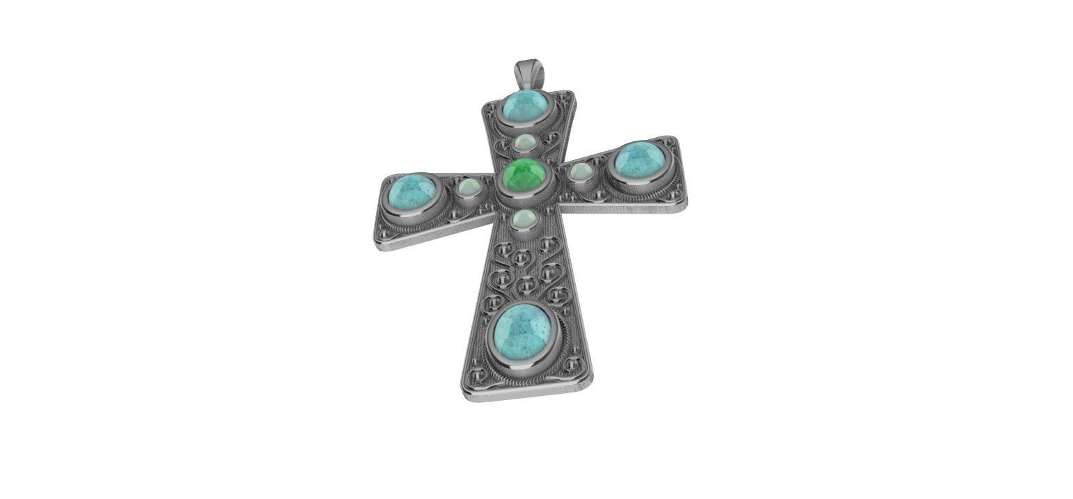 Cabochon Cross Pendant 3D print model_14