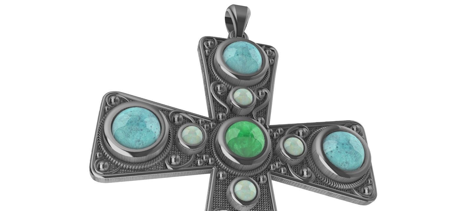 Cabochon Cross Pendant 3D print model_18