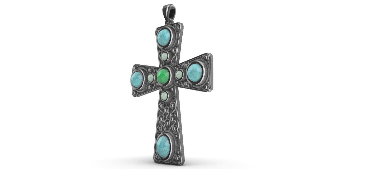 Cabochon Cross Pendant 3D print model_12