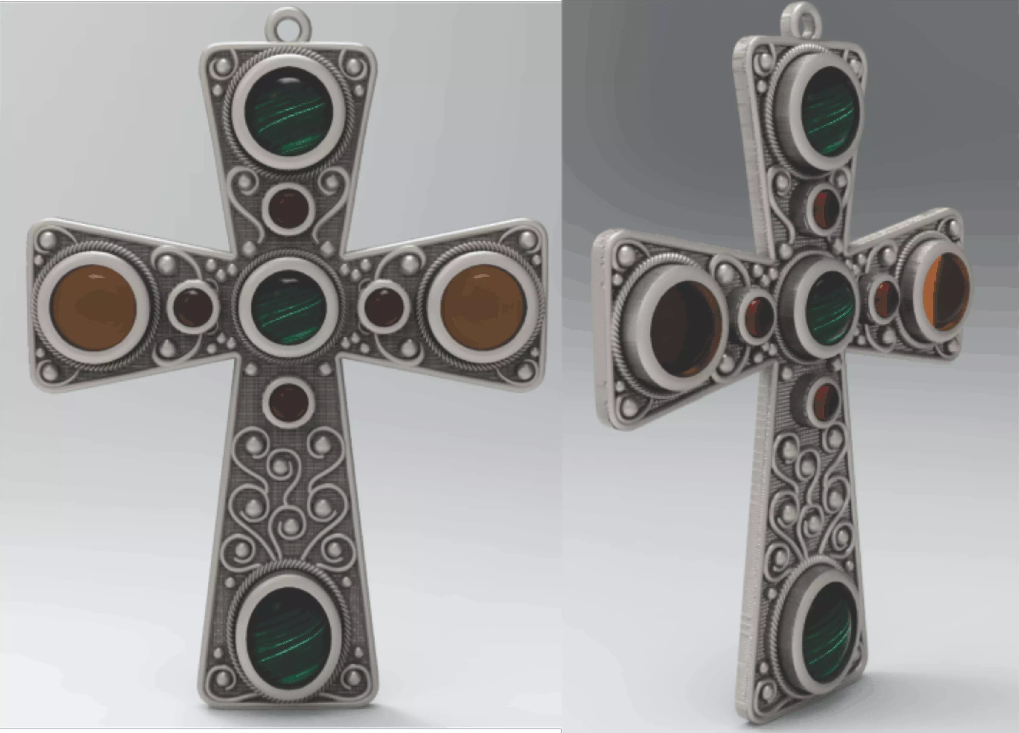 Cabochon Cross Pendant 3D print model_0