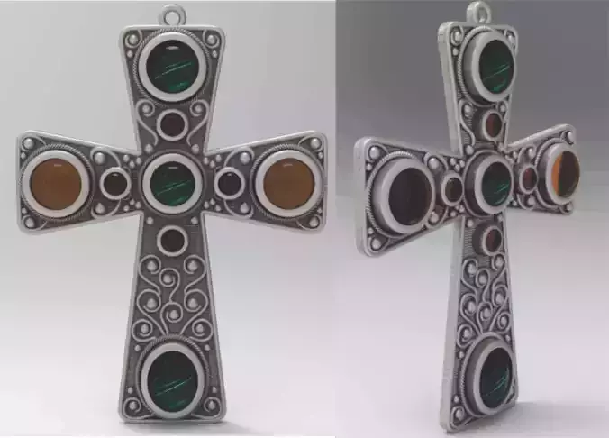 Cabochon Cross Pendant 3D print model