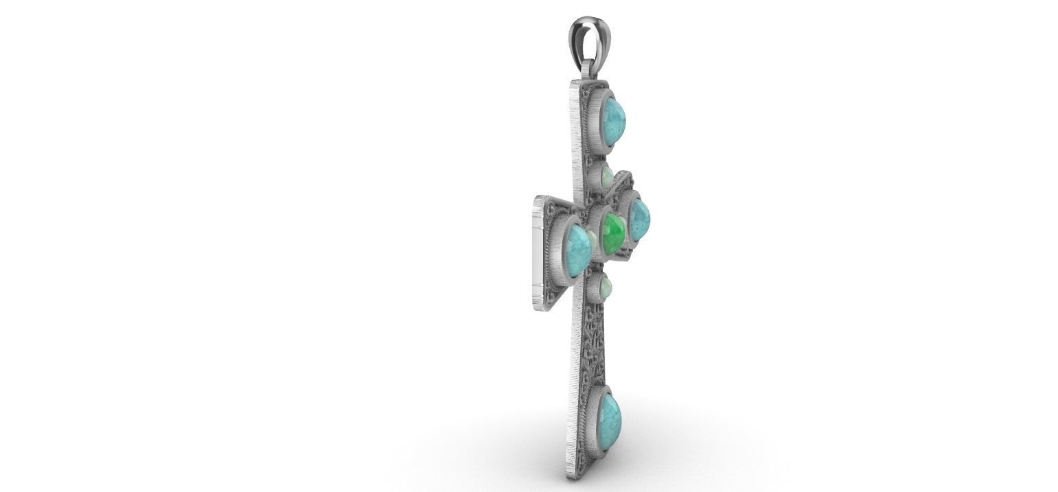 Cabochon Cross Pendant 3D print model_5