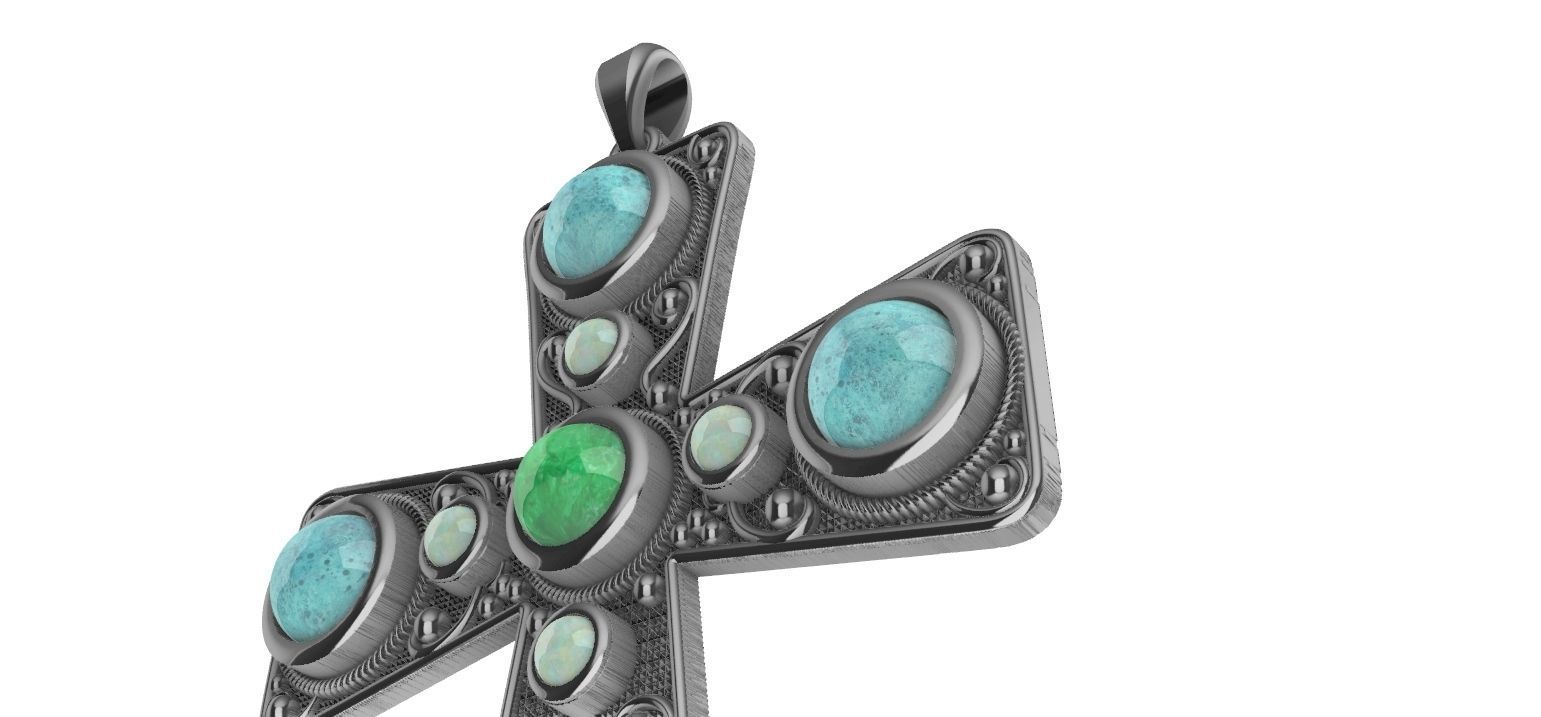 Cabochon Cross Pendant 3D print model_19