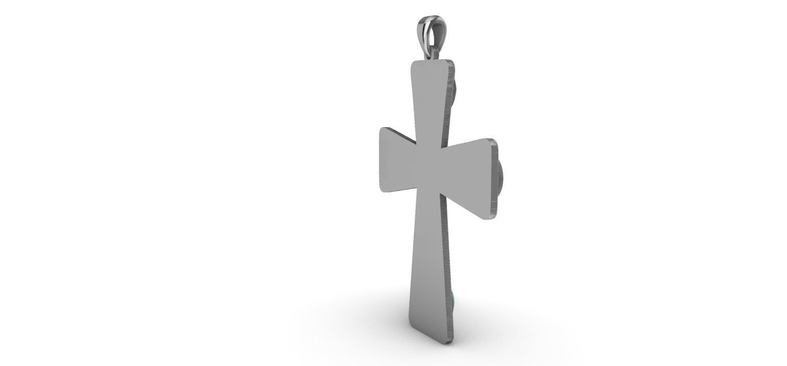 Cabochon Cross Pendant 3D print model_7