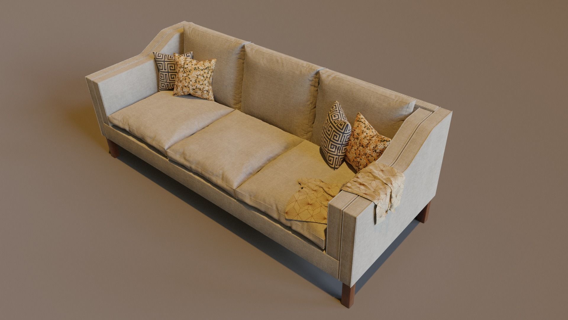 modern  couch sofa 3-seats  3D model_1