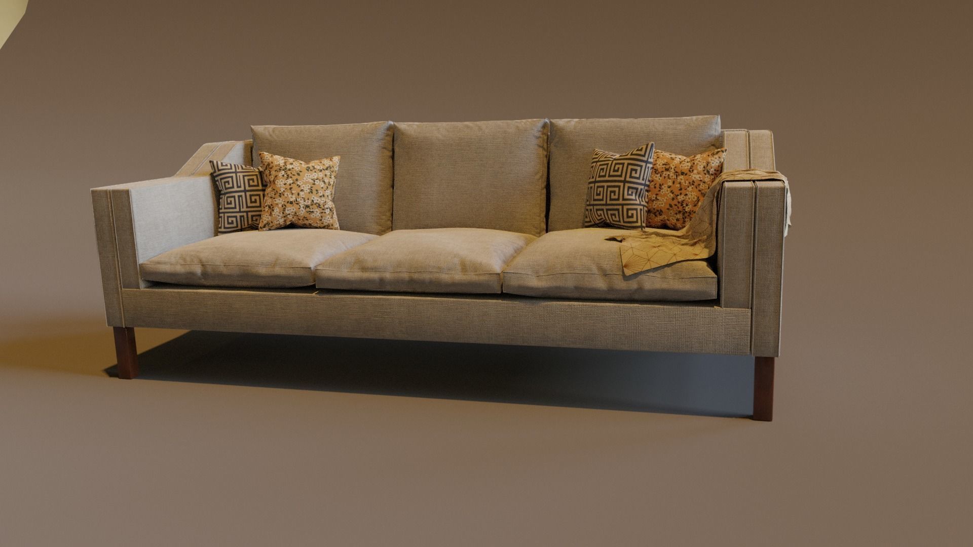 modern  couch sofa 3-seats  3D model_2