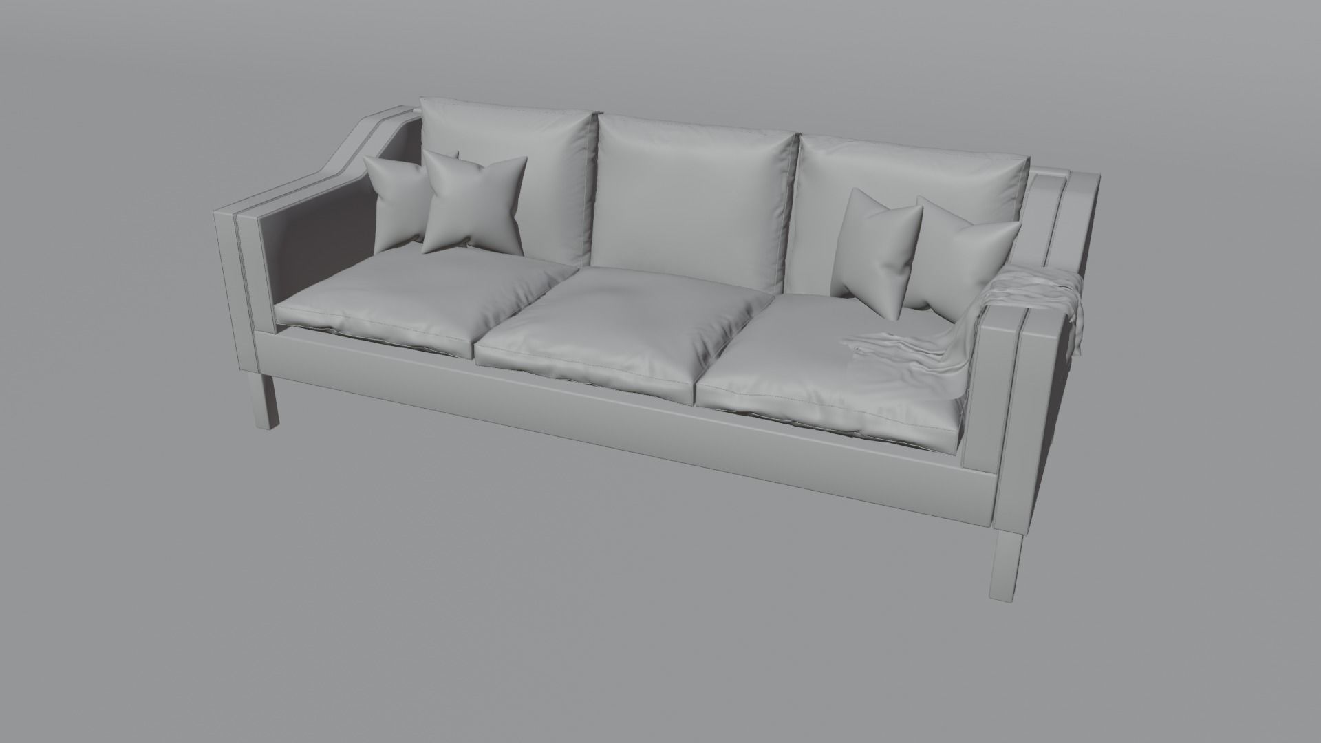 modern  couch sofa 3-seats  3D model_7