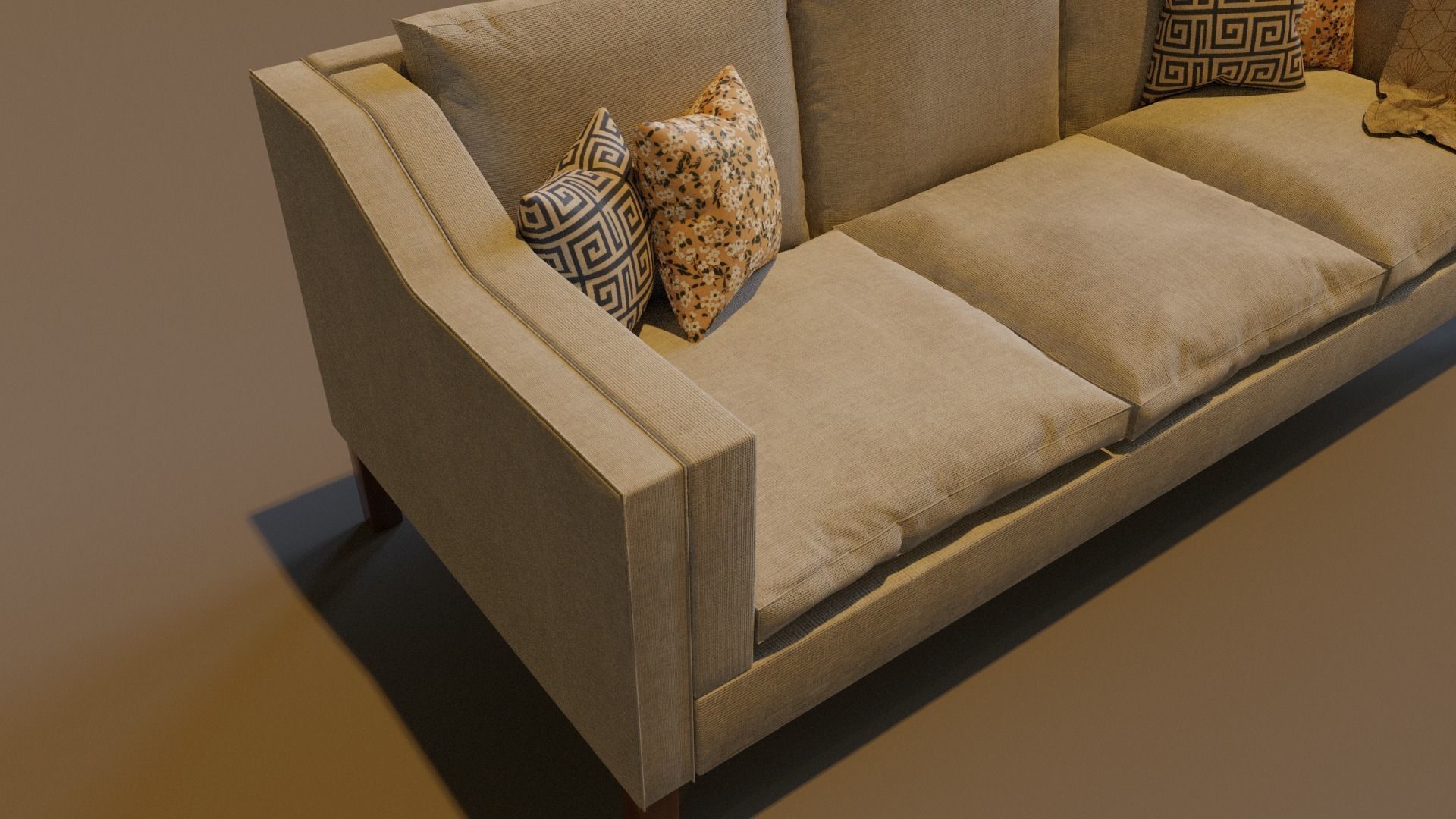 modern  couch sofa 3-seats  3D model_4