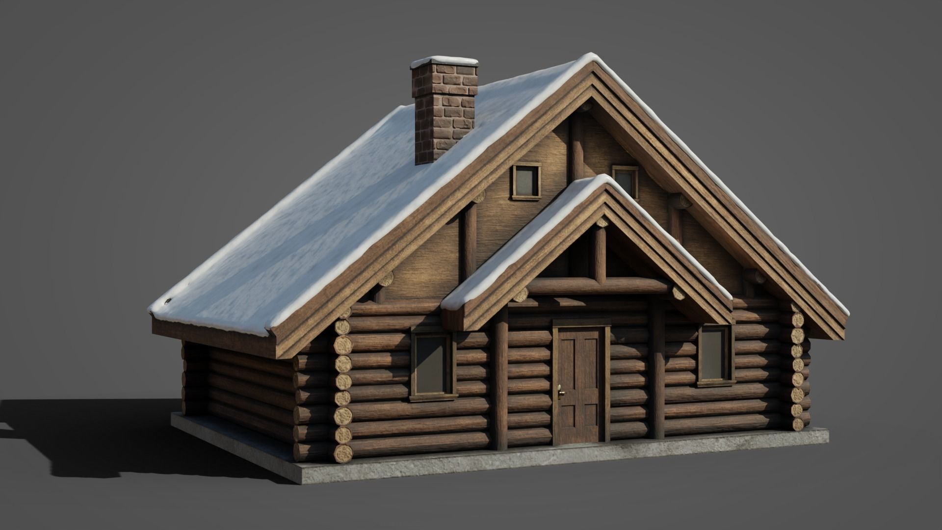 3D model Snowed wood cabin house VR / AR / low-poly | CGTrader