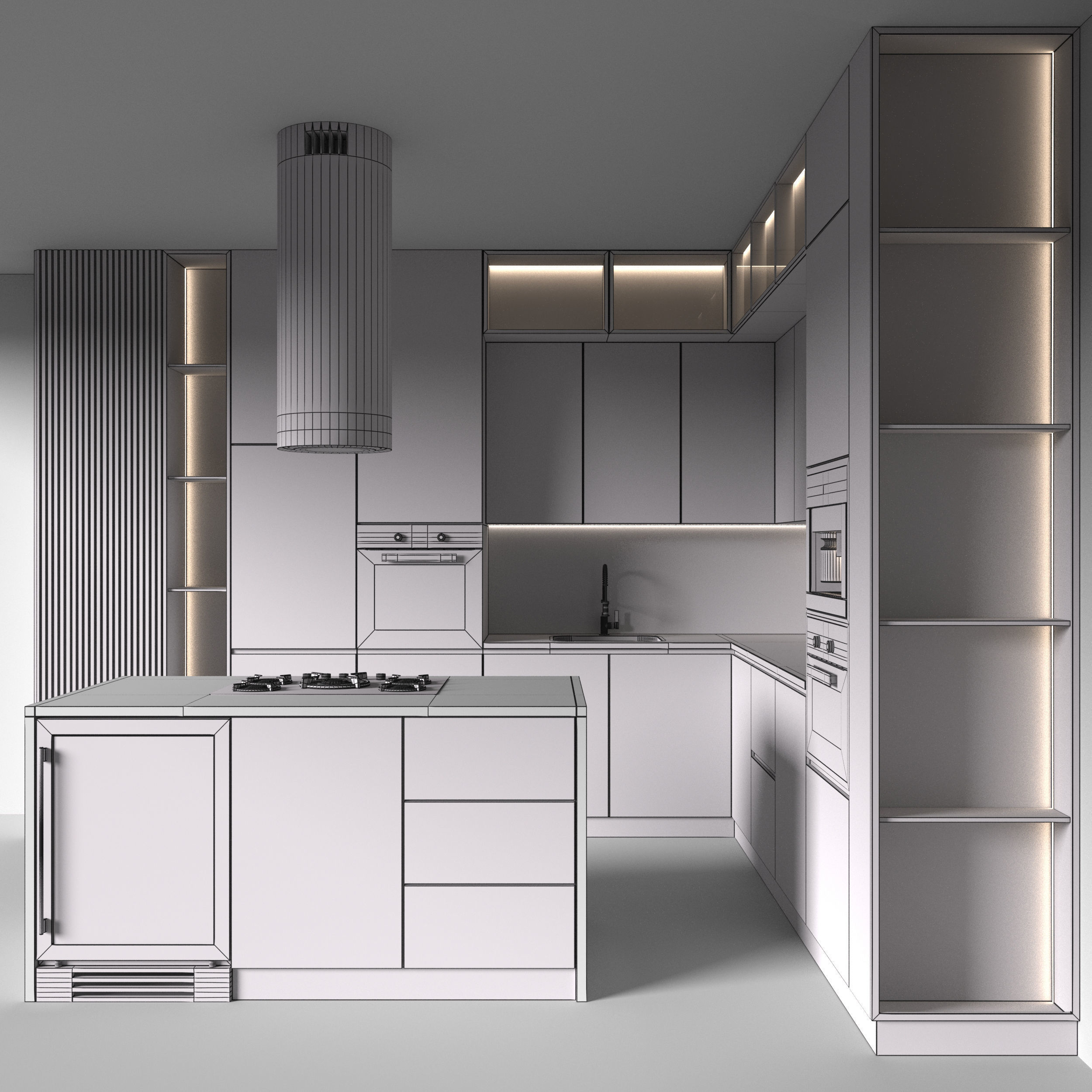 Kitchen Modern 101 - Corner Kitchen 3D model_4