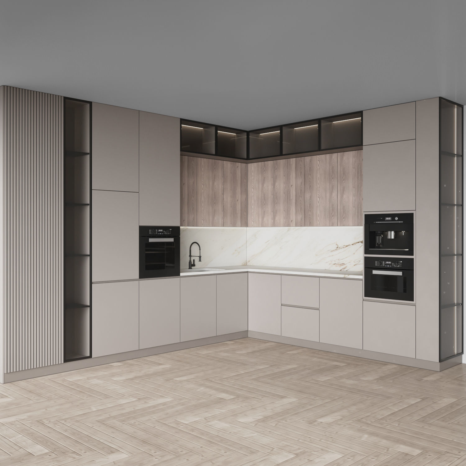 Kitchen Modern 101 - Corner Kitchen 3D model_3