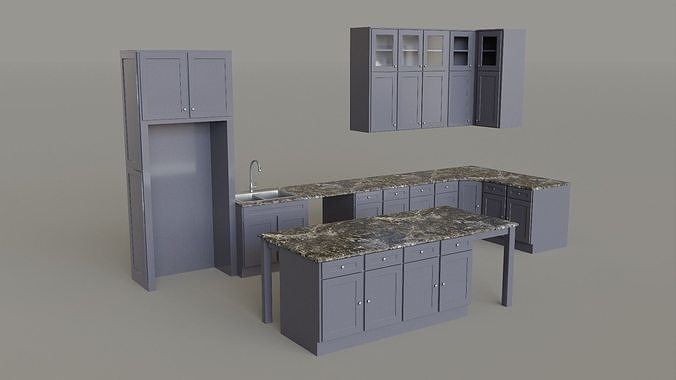 Kitchen Countertop Set Low-poly 3D model 3