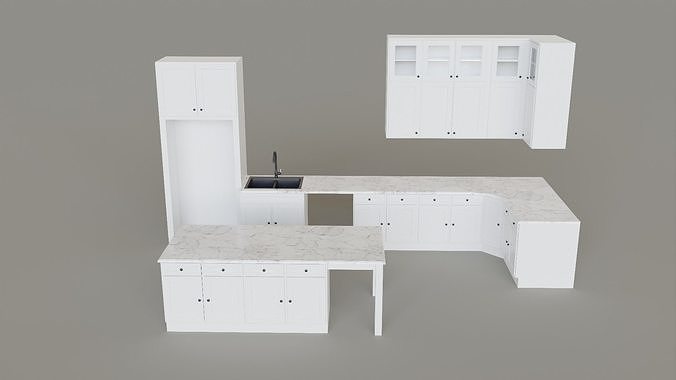 Kitchen Countertop Set Low-poly 3D model 4