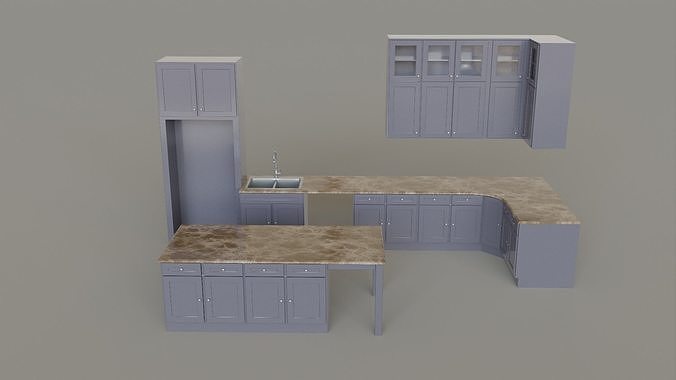 Kitchen Countertop Set Low-poly 3D model 6