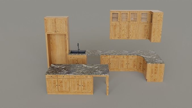 Kitchen Countertop Set Low-poly 3D model 5