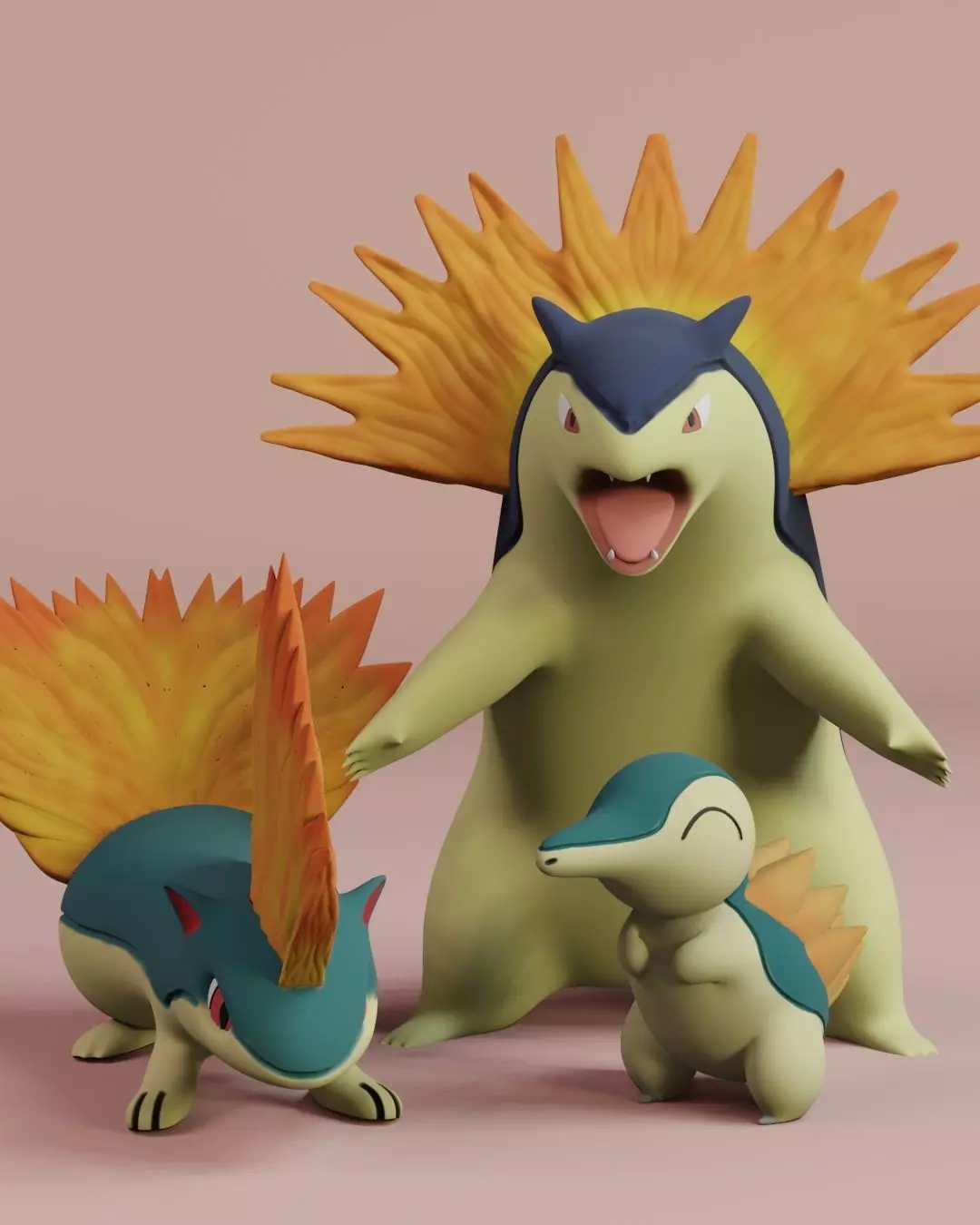 Cyndaquil entire evolution line 3D print model_0